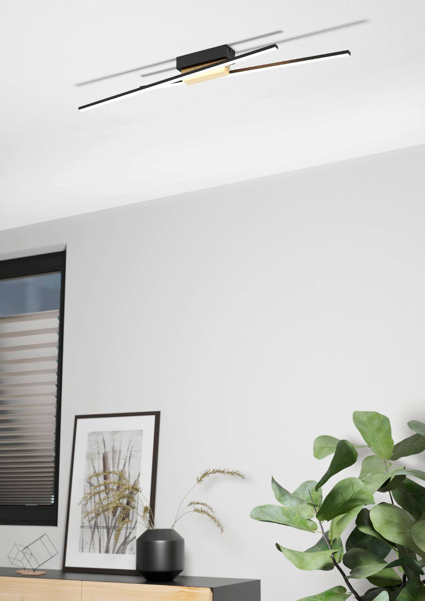 Kattovalaisin EGLO Panagria led 2x13W 93,5x7,5cm musta/puu