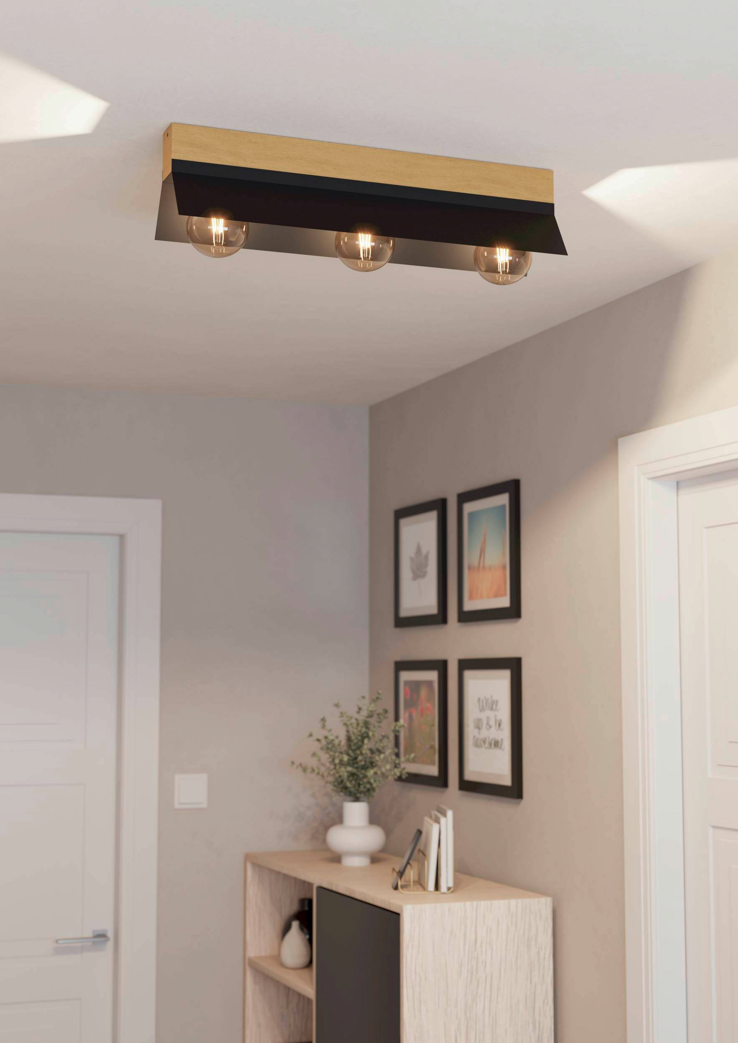 Kattovalaisin EGLO Tarrafo 3x40W 64x15cm musta/puu