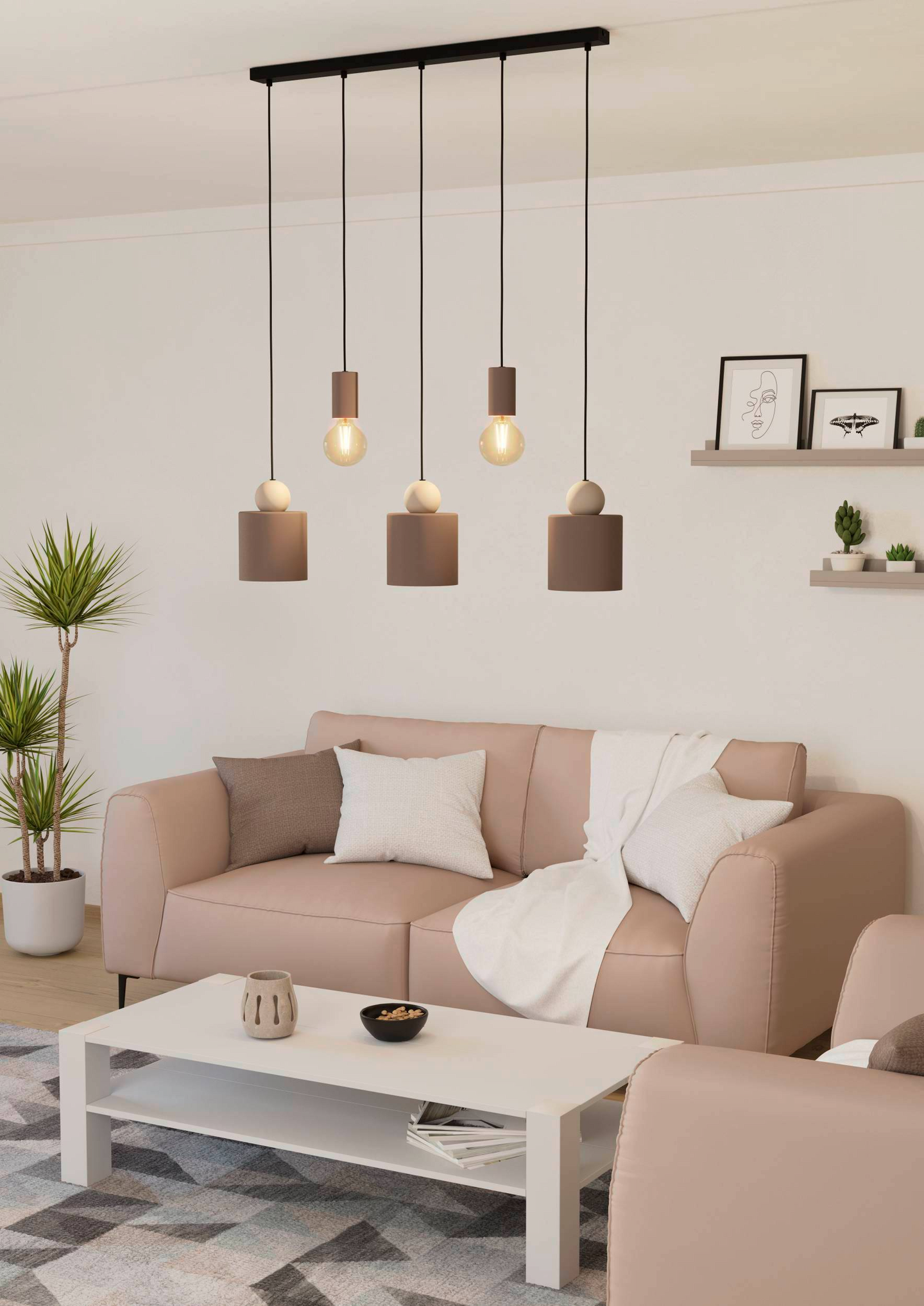 Riippuvalaisin EGLO Gazzola 5x40W 91x15cm mokka/hiekka