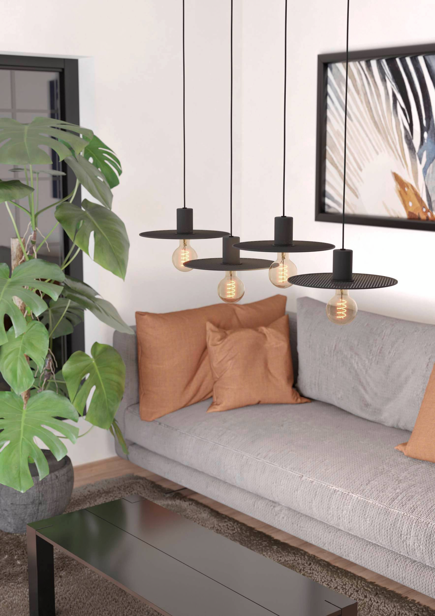 Riippuvalaisin EGLO Ikeston 4-osainen 4x40W 98x28cm musta