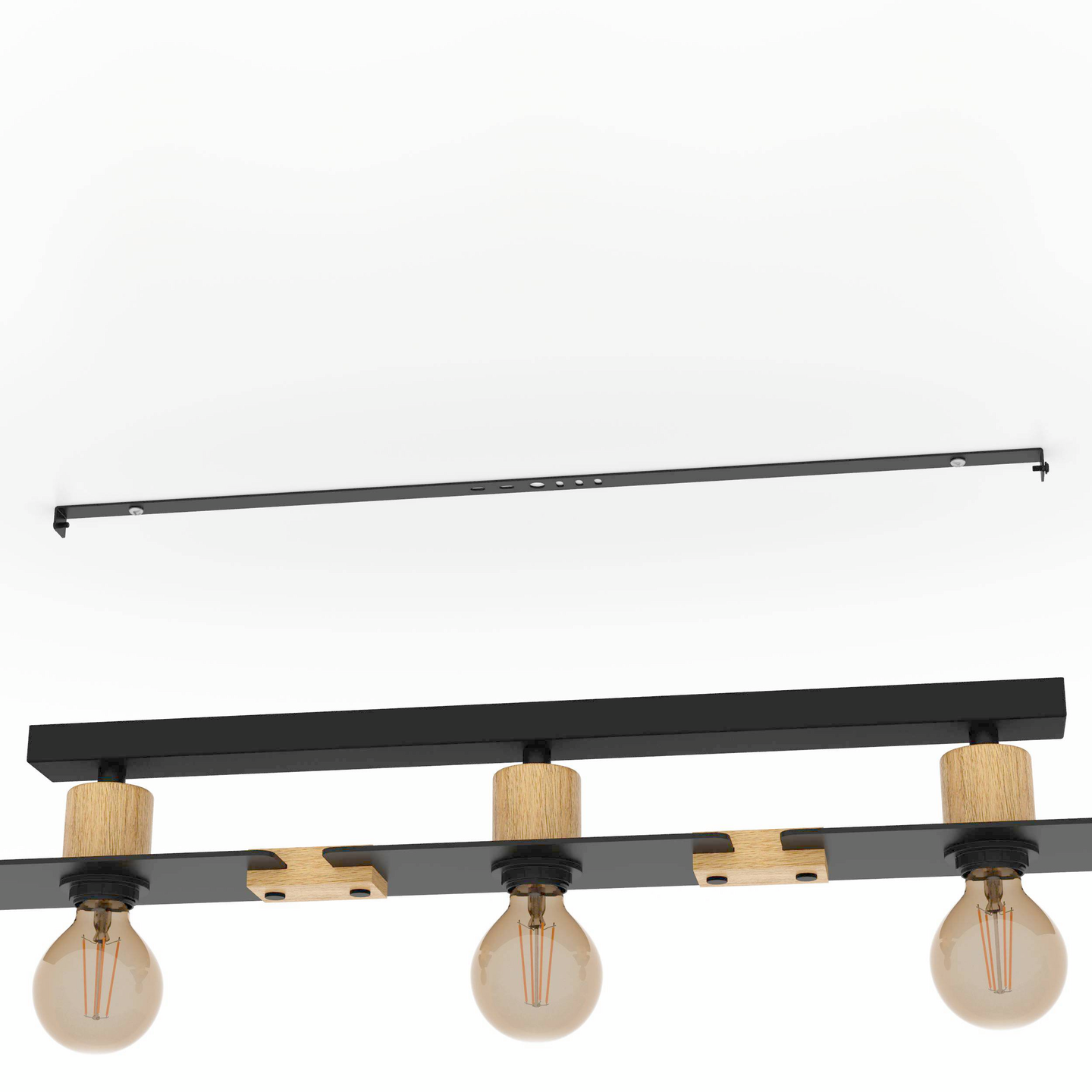 Kattovalaisin EGLO Bramerton 3-osainen 3x40W 81x12cm puu/musta