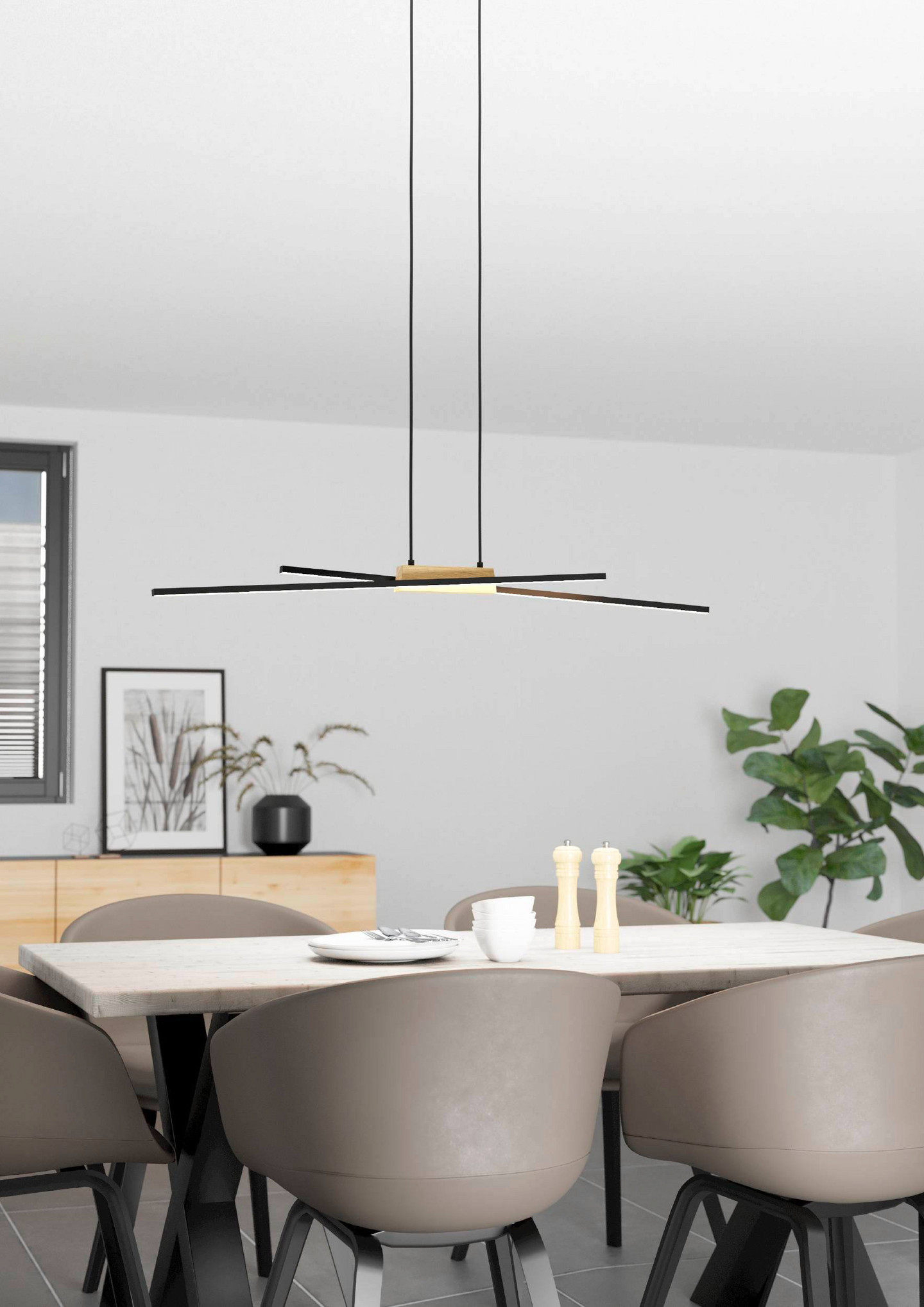 Riippuvalaisin EGLO Panagria led 2x13W 93,5x7,5cm musta/puu