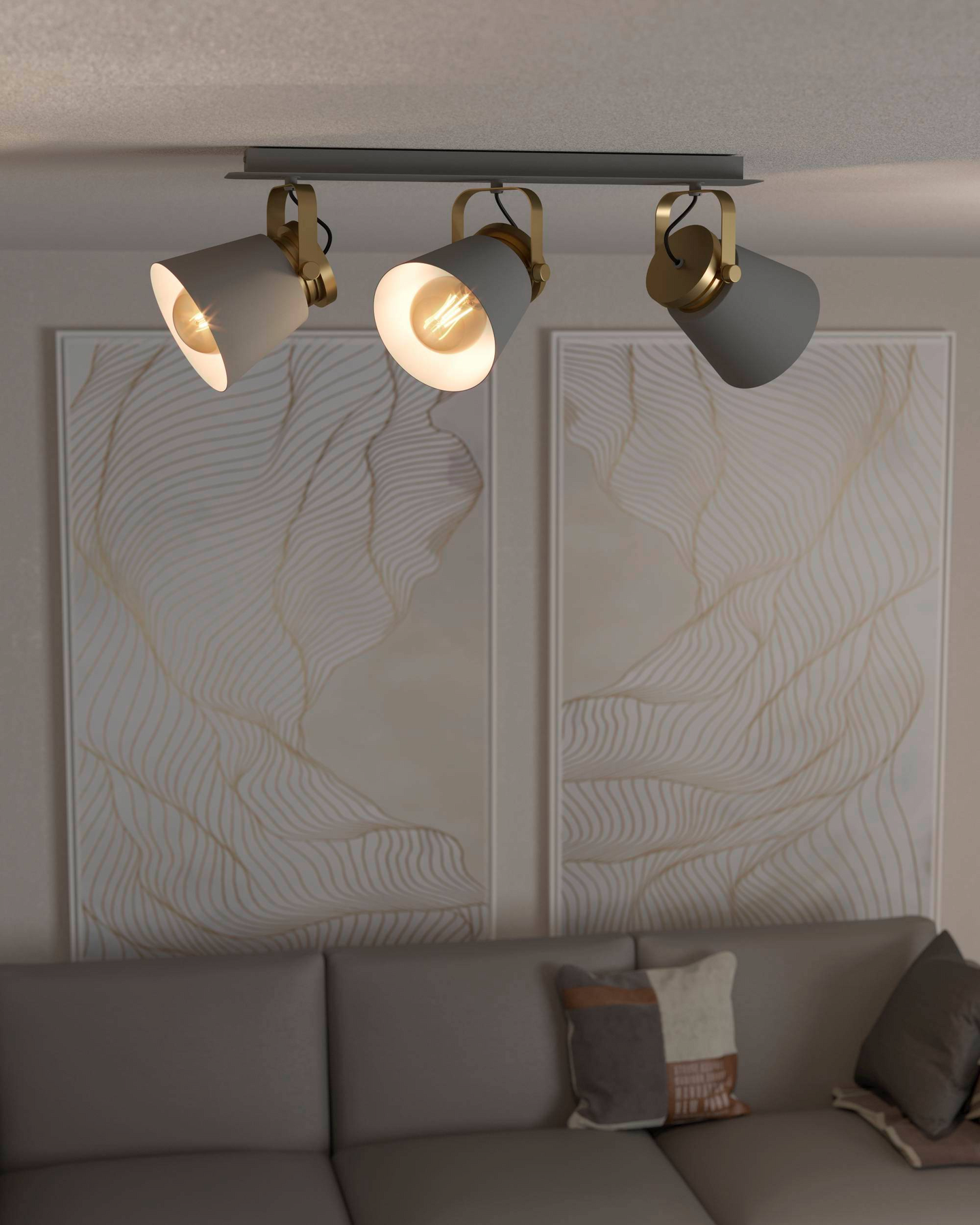 Spottivalaisin EGLO Twicken 3-osainen 2x40W 59x20,5cm harmaa/kulta