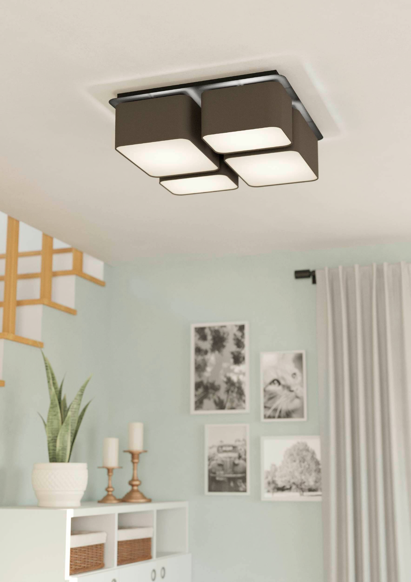 Kattovalaisin EGLO Mordazo 4x28W 51x51x17,5cm antrasiitinruskea/valkoinen