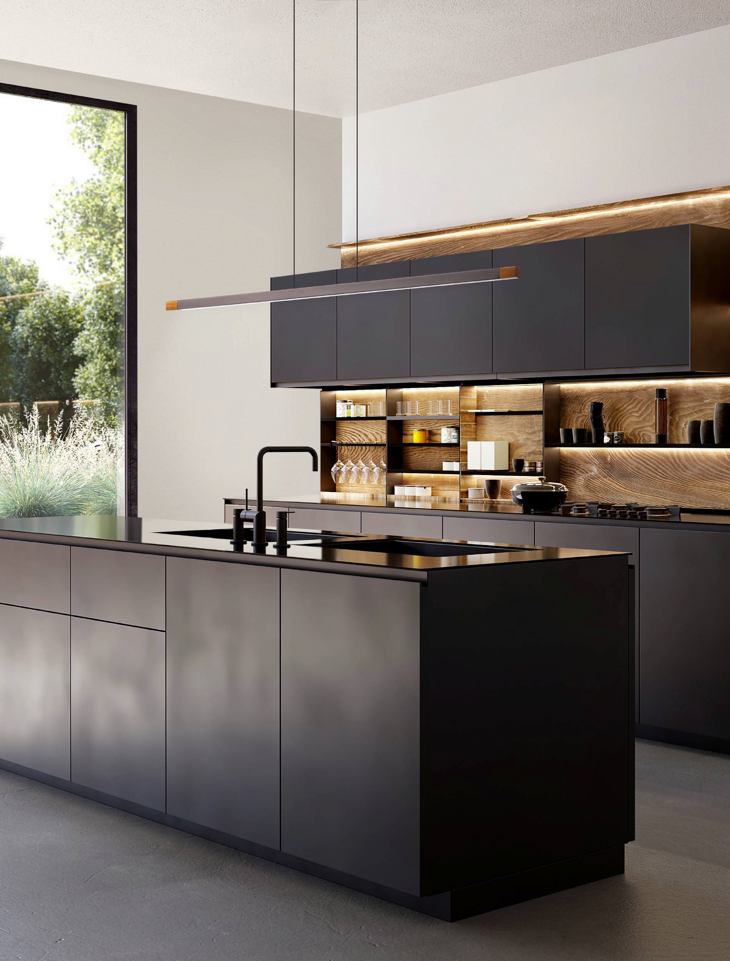 Riippuvalaisin EGLO Lisciana led 22W 126x3,5cm puu/harmaa/valkoinen