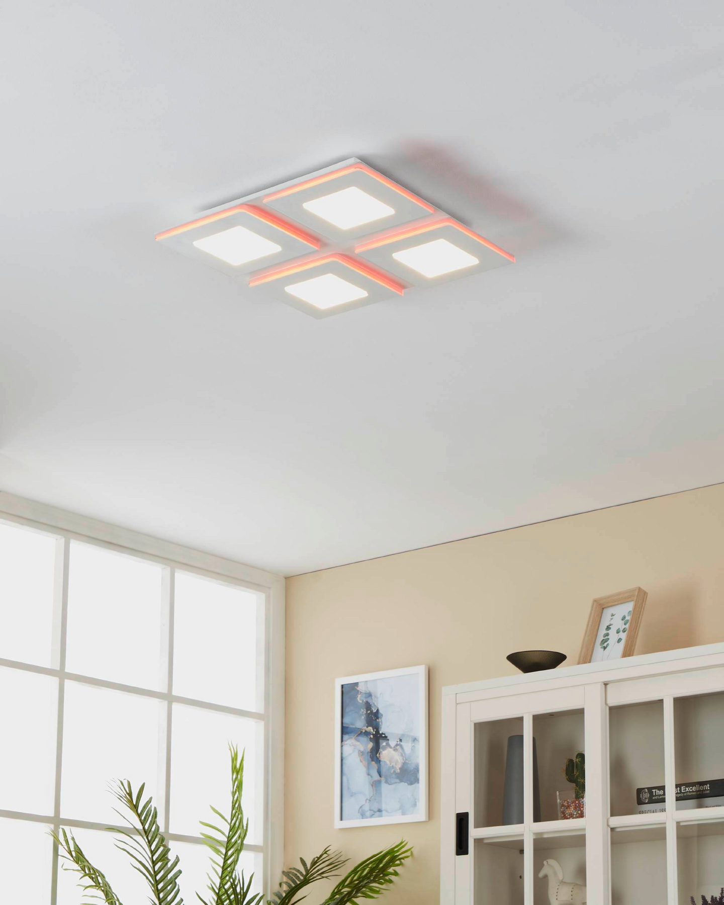 Kattovalaisin EGLO connect.z Padrogiano-Z led 4-osainen 26,2W 45x45cm valkoinen