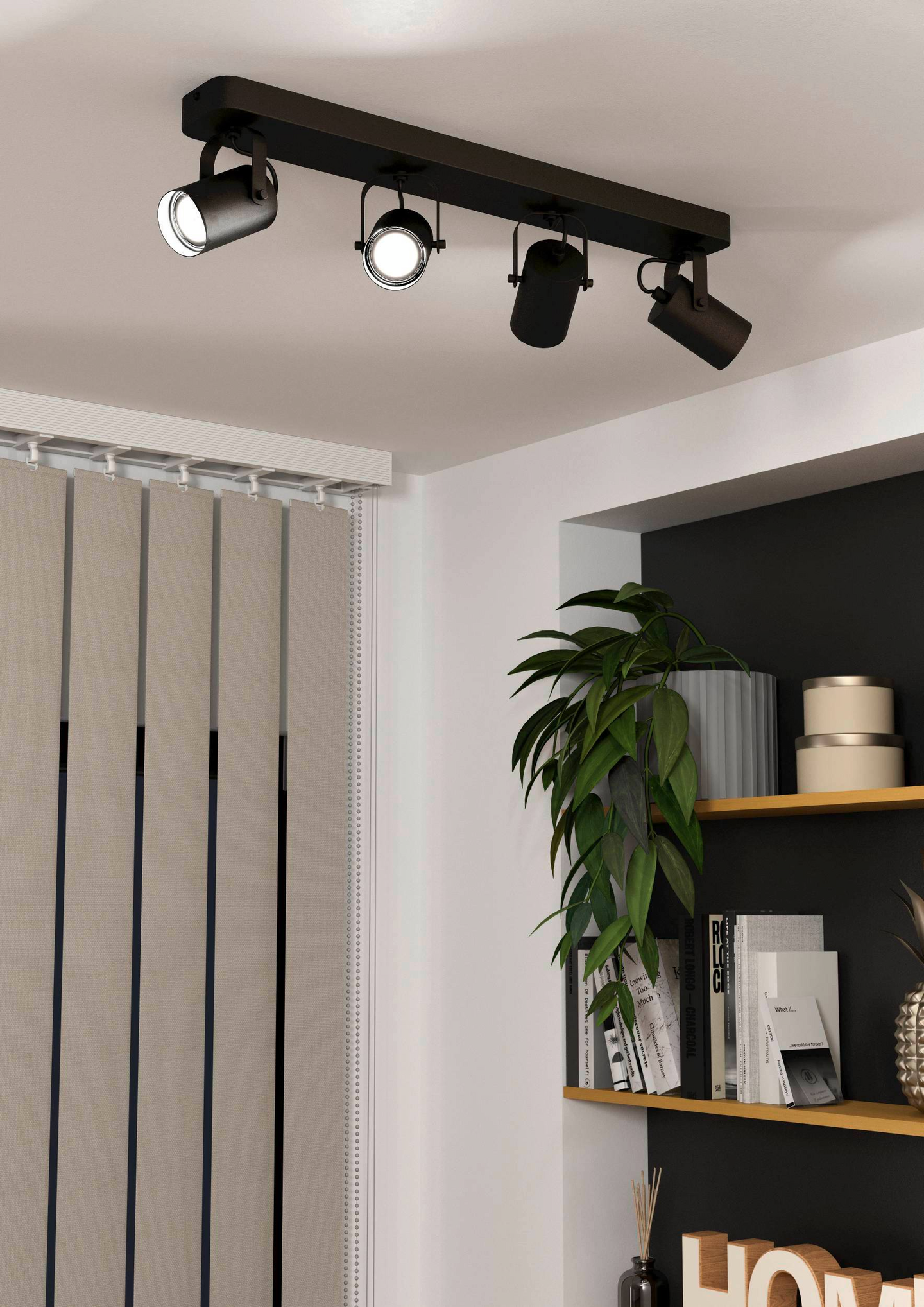 Spottivalaisin EGLO Sorego led 4-osainen 4x3W 58x10x12cm musta