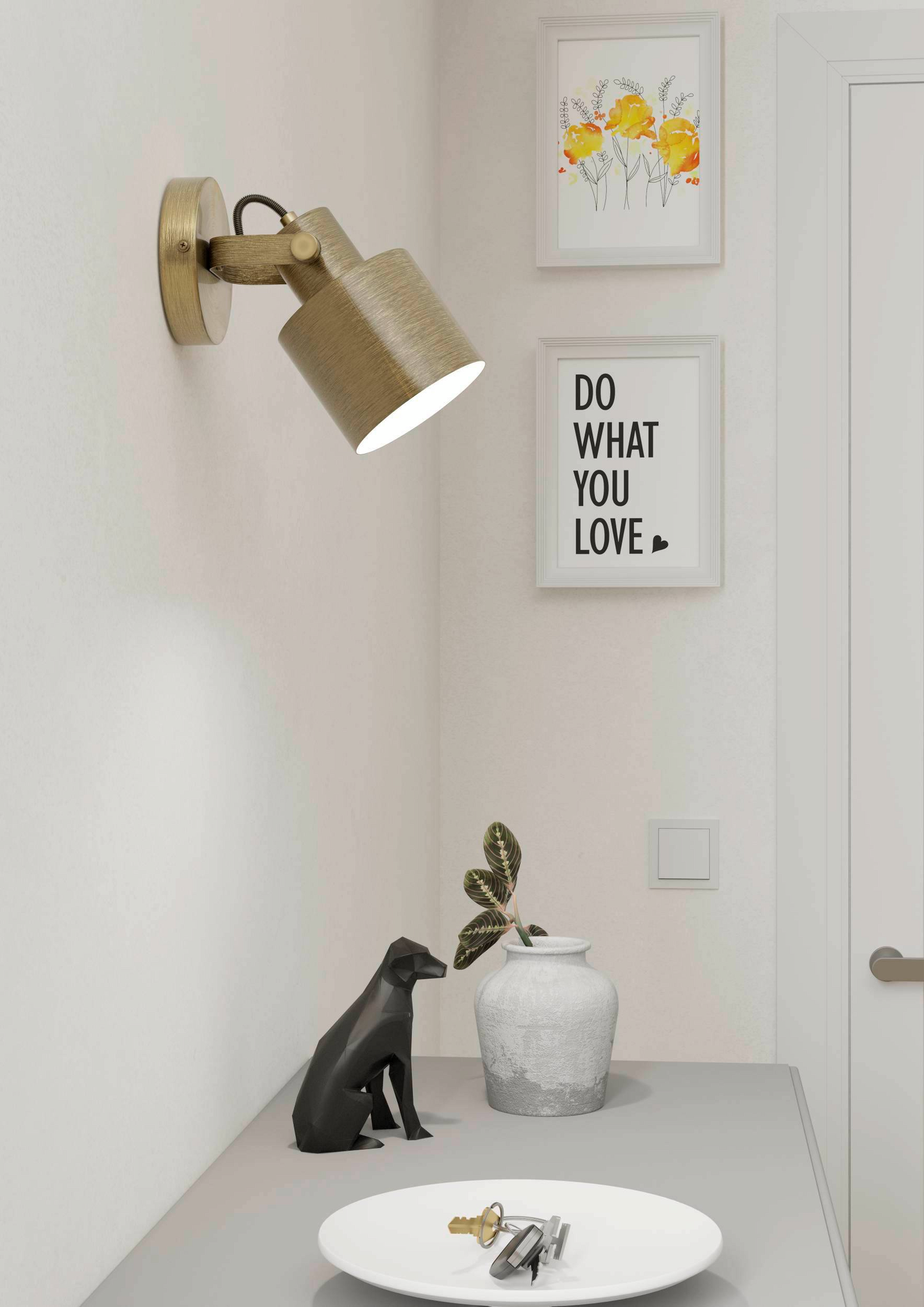 Spottivalaisin EGLO Southery 40W 18,5x11x21cm harjattu kulta/valkoinen