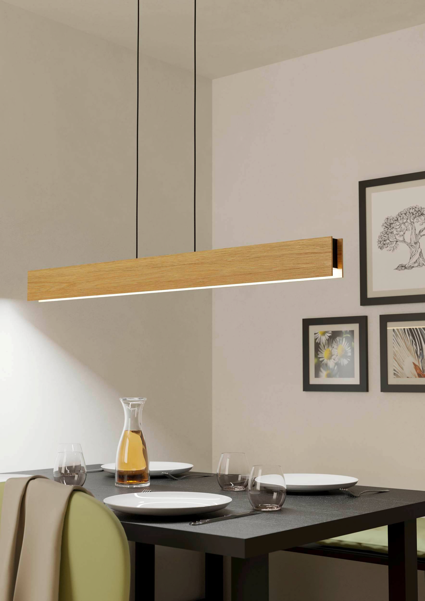 Riippuvalaisin EGLO connect.z Anchorena-Z led 35W 123x5,5cm puu/musta