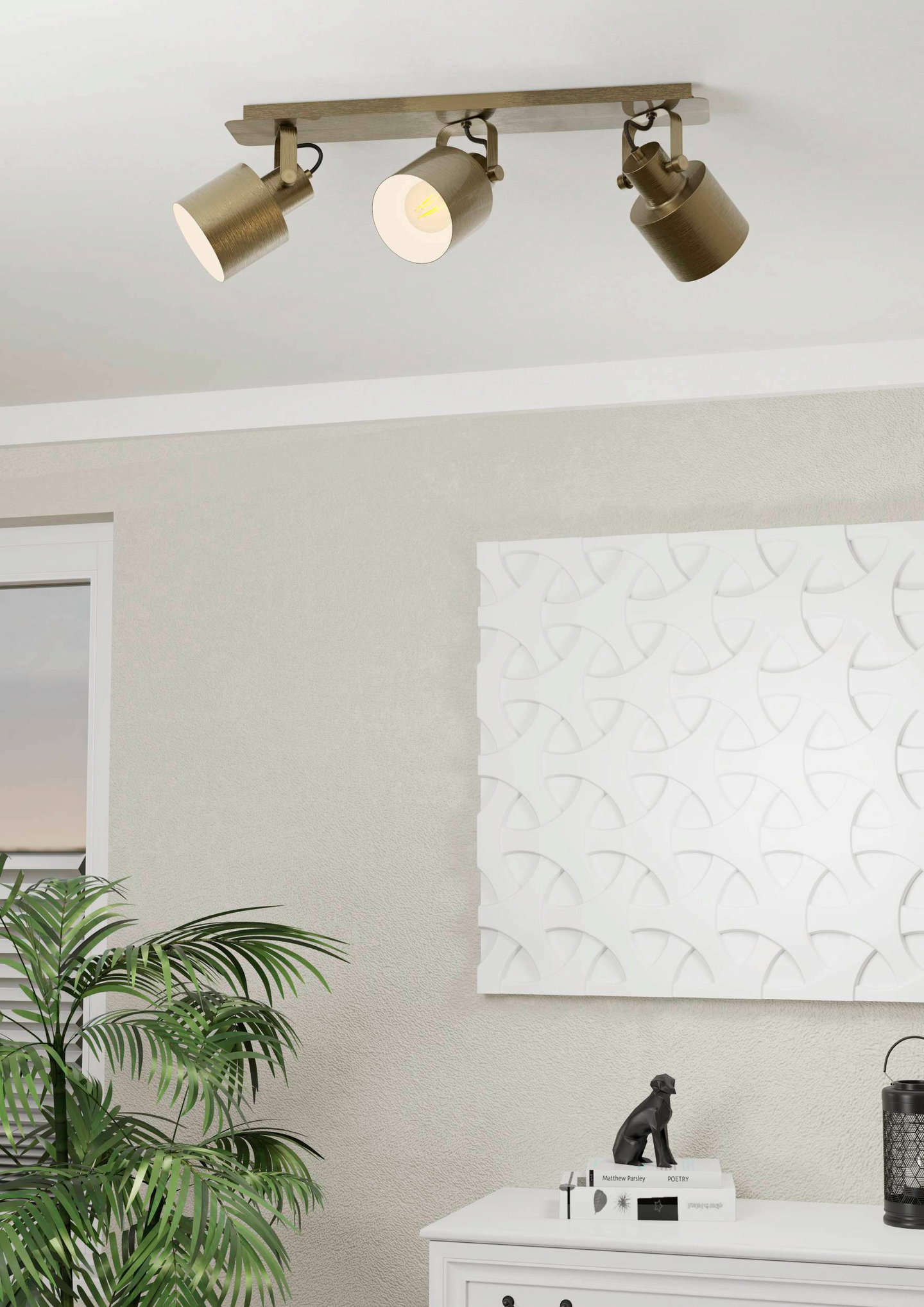 Spottivalaisin EGLO Southery 3-osainen 3x40W 70x11cm harjattu kulta/valkoinen