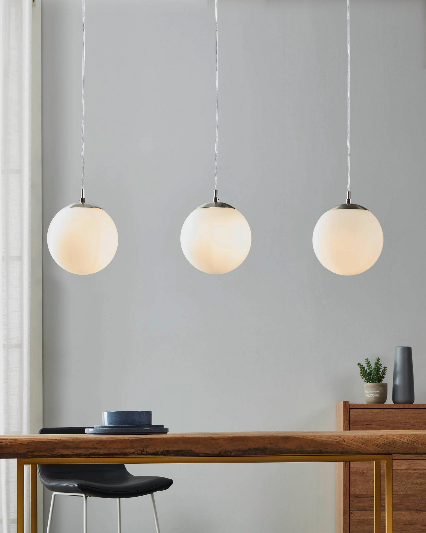 Riippuvalaisin EGLO Rondo 3x40W 96x20cm nikkeli/mattavalkoinen