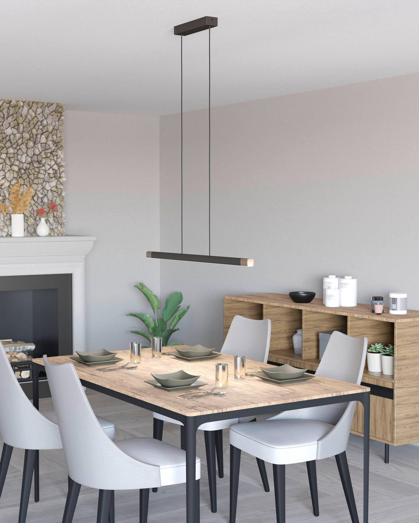 Riippuvalaisin EGLO Lisciana led 18W 87,5x3,5cm puu/harmaa/valkoinen