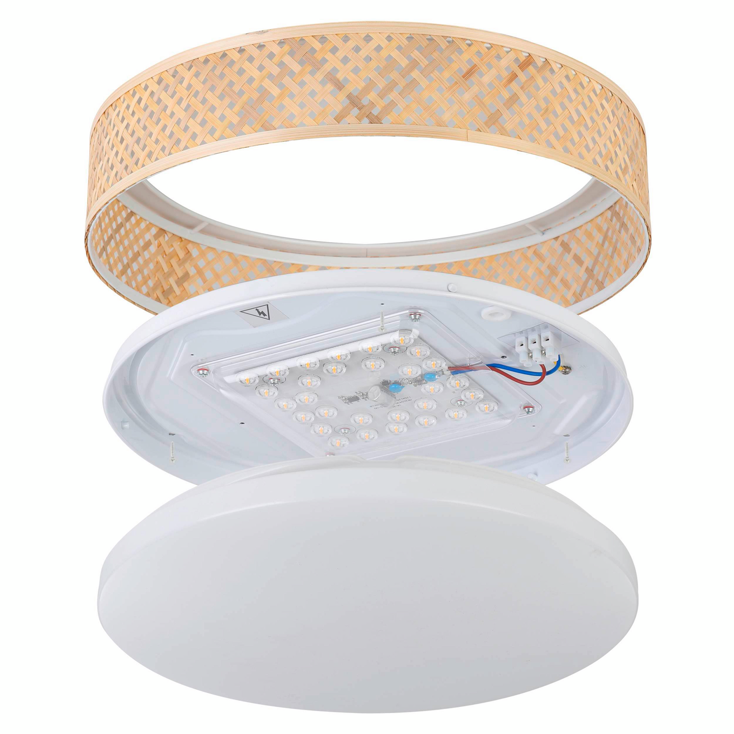 Plafondi EGLO Luppineria led 24W 38cm valkoinen/rottinki