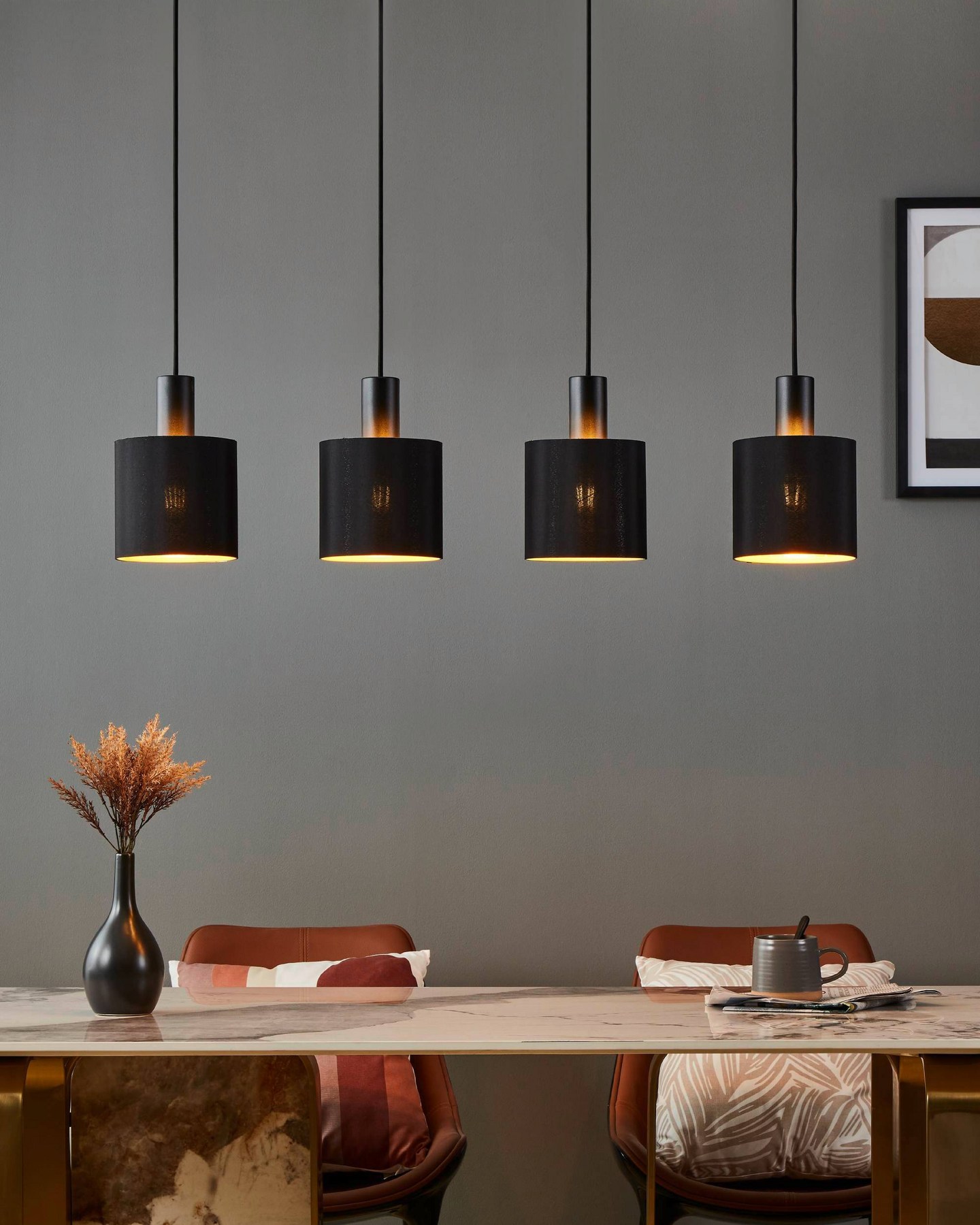 Riippuvalaisin EGLO Zaragoza 4-osainen 4x28W 92,5x16cm musta/kulta