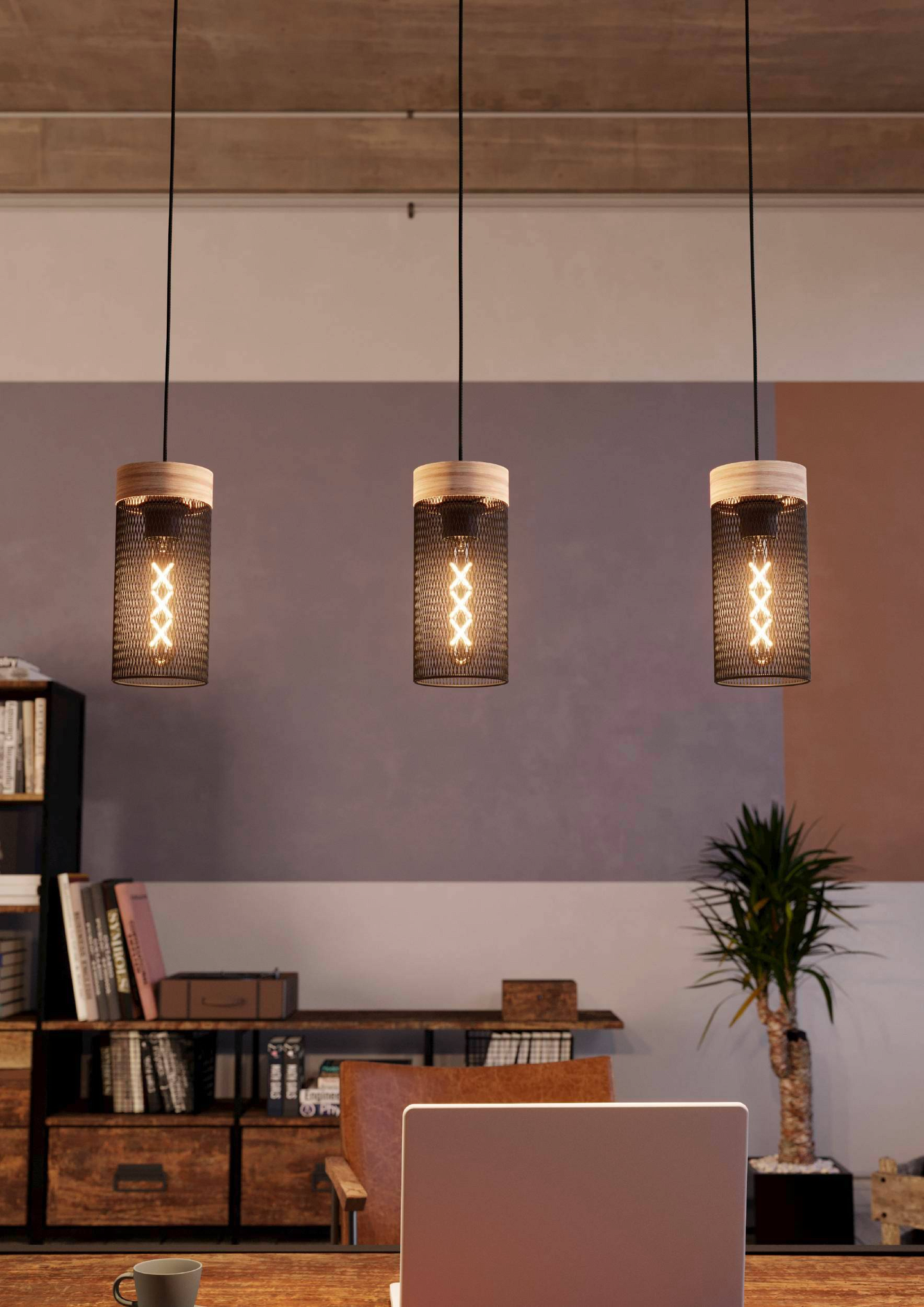 Riippuvalaisin EGLO Kilnsdale 3-osainen 3x40W 81x11cm musta/puu