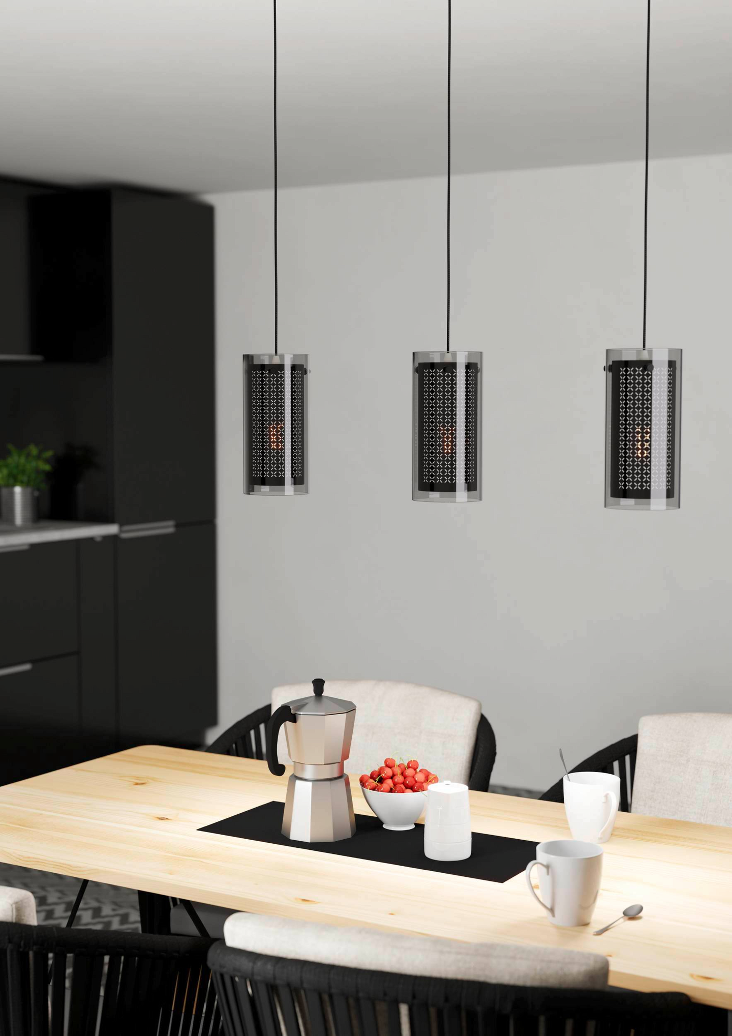 Riippuvalaisin EGLO Pinto textil 1 led 3-osainen 3x10W 82x12cm musta