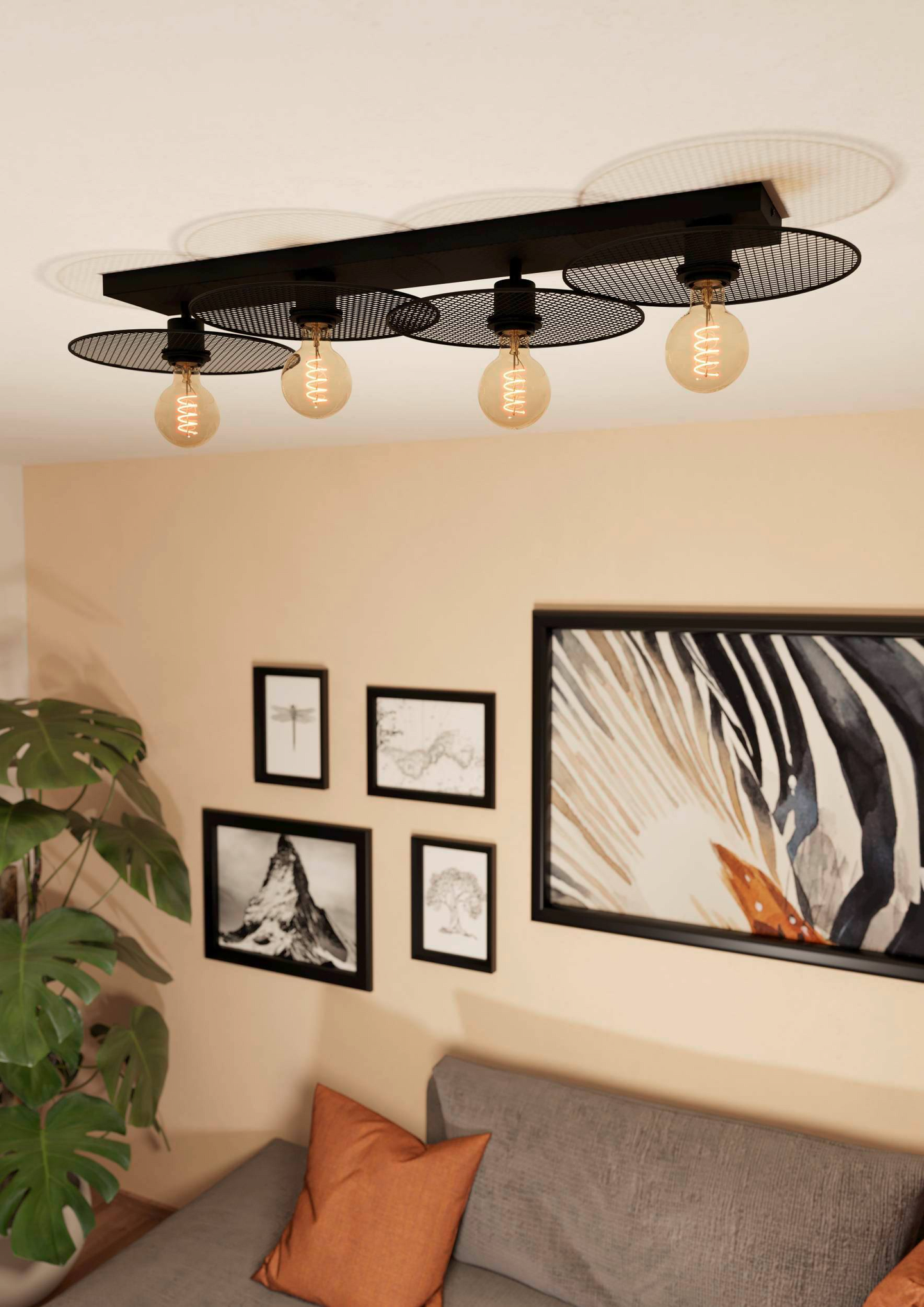 Kattovalaisin EGLO Ikeston 4-osainen 4x40W 95x33cm musta