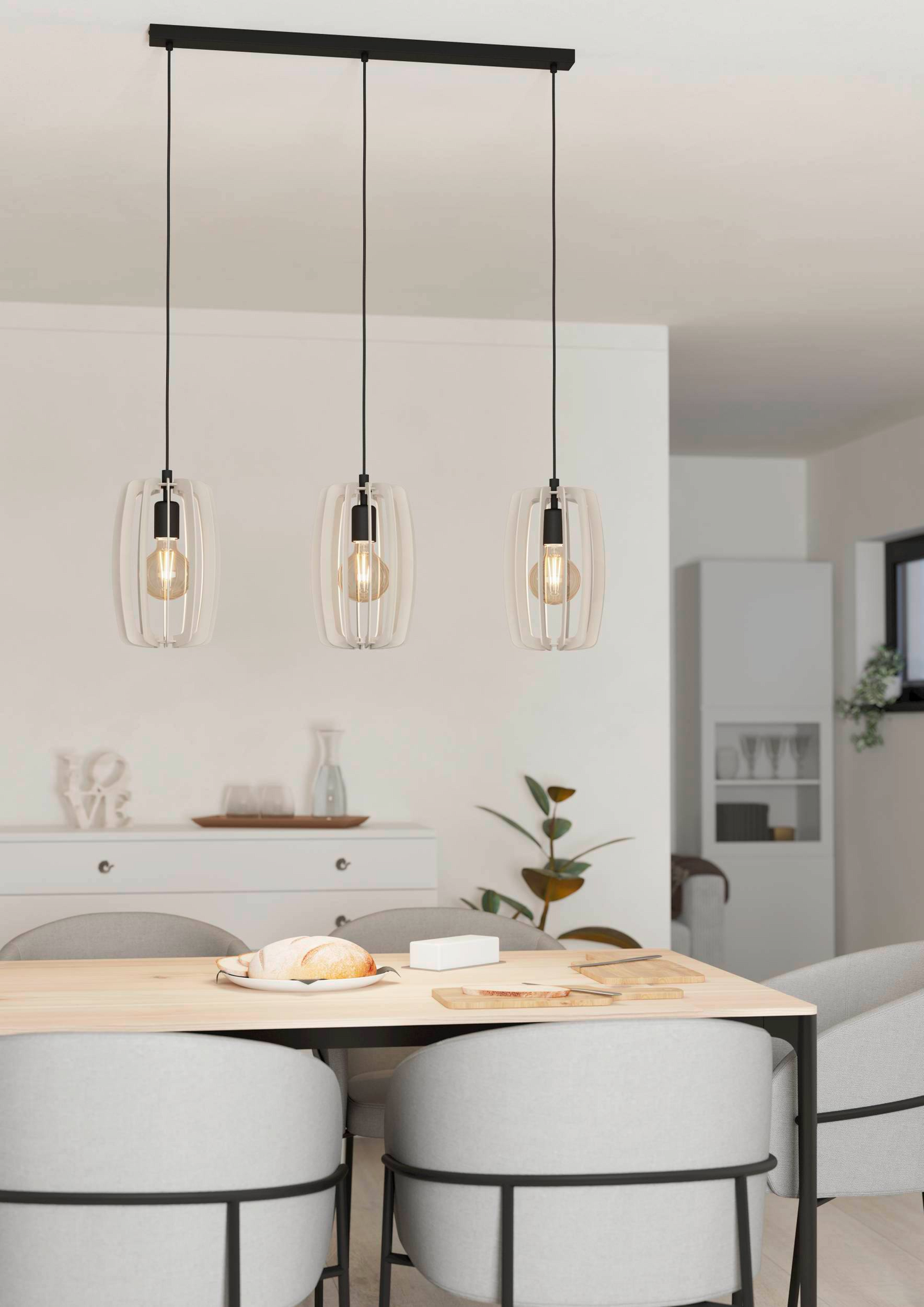 Riippuvalaisin EGLO Bajazzara 3-osainen 3x40W 89x19cm harmaa/musta