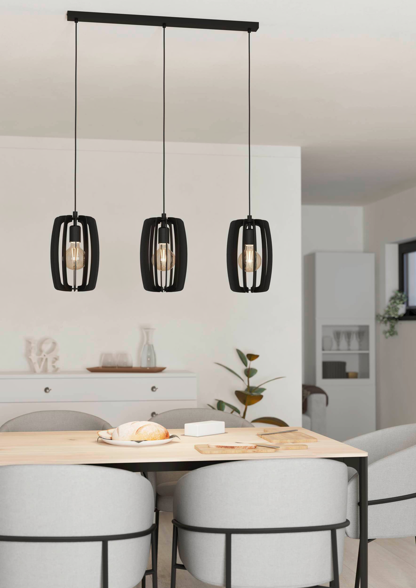 Riippuvalaisin EGLO Bajazzara 3-osainen 3x40W 89x19cm musta