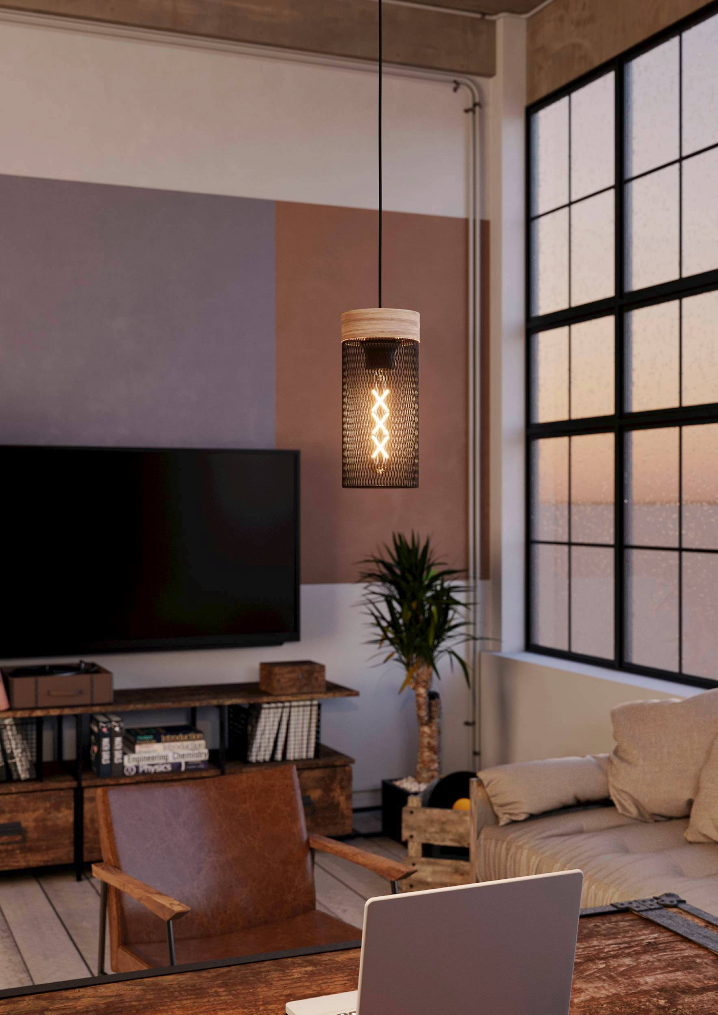 Riippuvalaisin EGLO Kilnsdale 40W 11 cm musta/puu