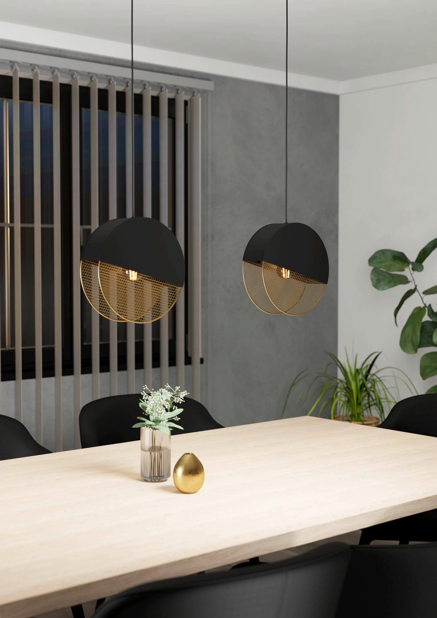 Riippuvalaisin EGLO Mumbles 2-os 2x40W 86x9cm musta/kulta