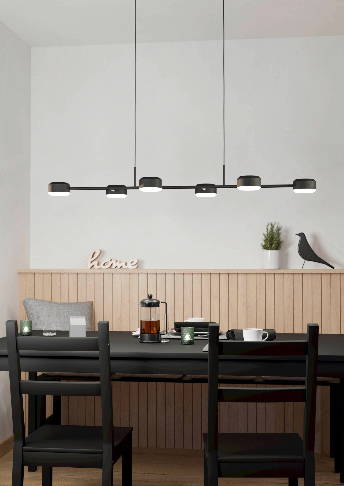 Riippuvalaisin EGLO Clavellina led 6x7W 120x40cm musta/valkoinen