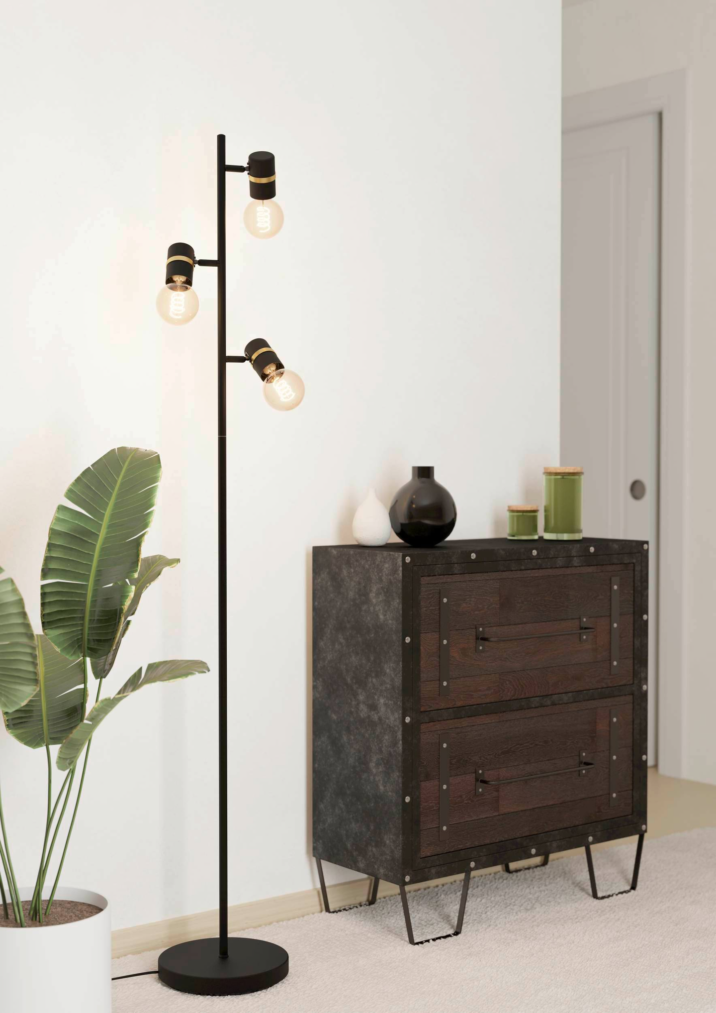 Lattiavalaisin EGLO Lurone 3x10W 20,5x5x160cm musta/messinki