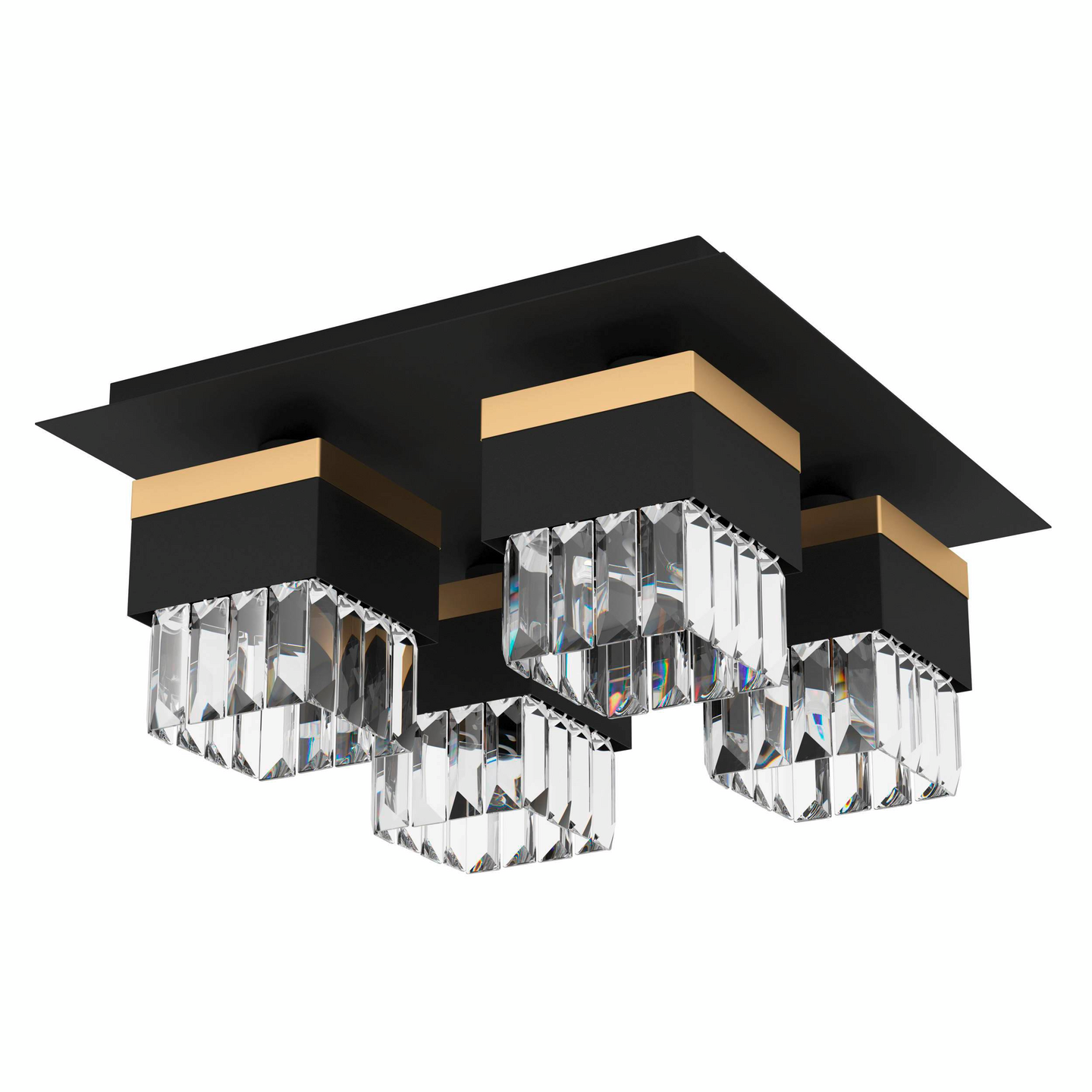 Kattovalaisin EGLO Barrancas 4x40W 38x38cm musta/kulta/kristalli