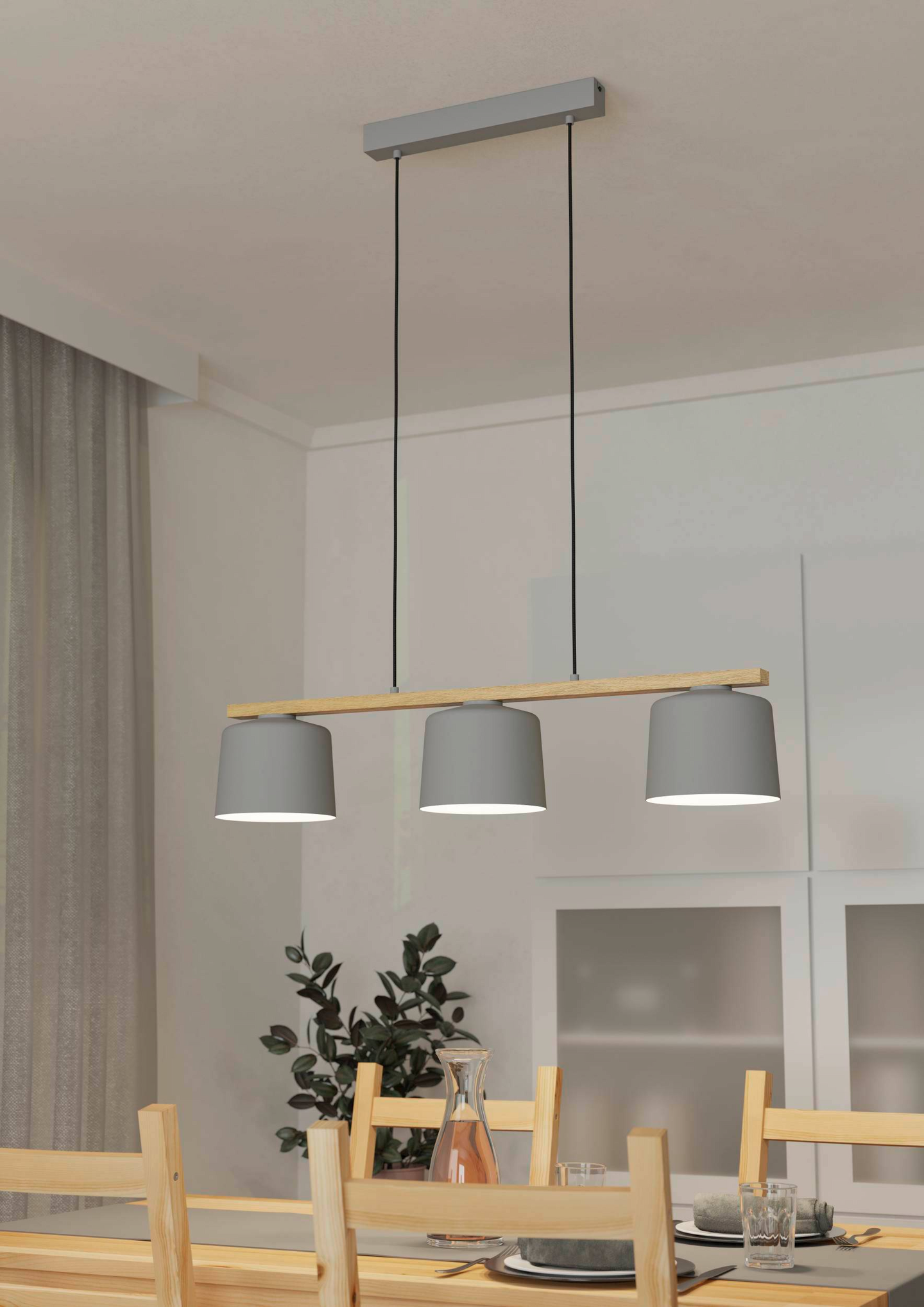 Riippuvalaisin EGLO Mariel 3x40W 91x19cm puu/vaaleanharmaa