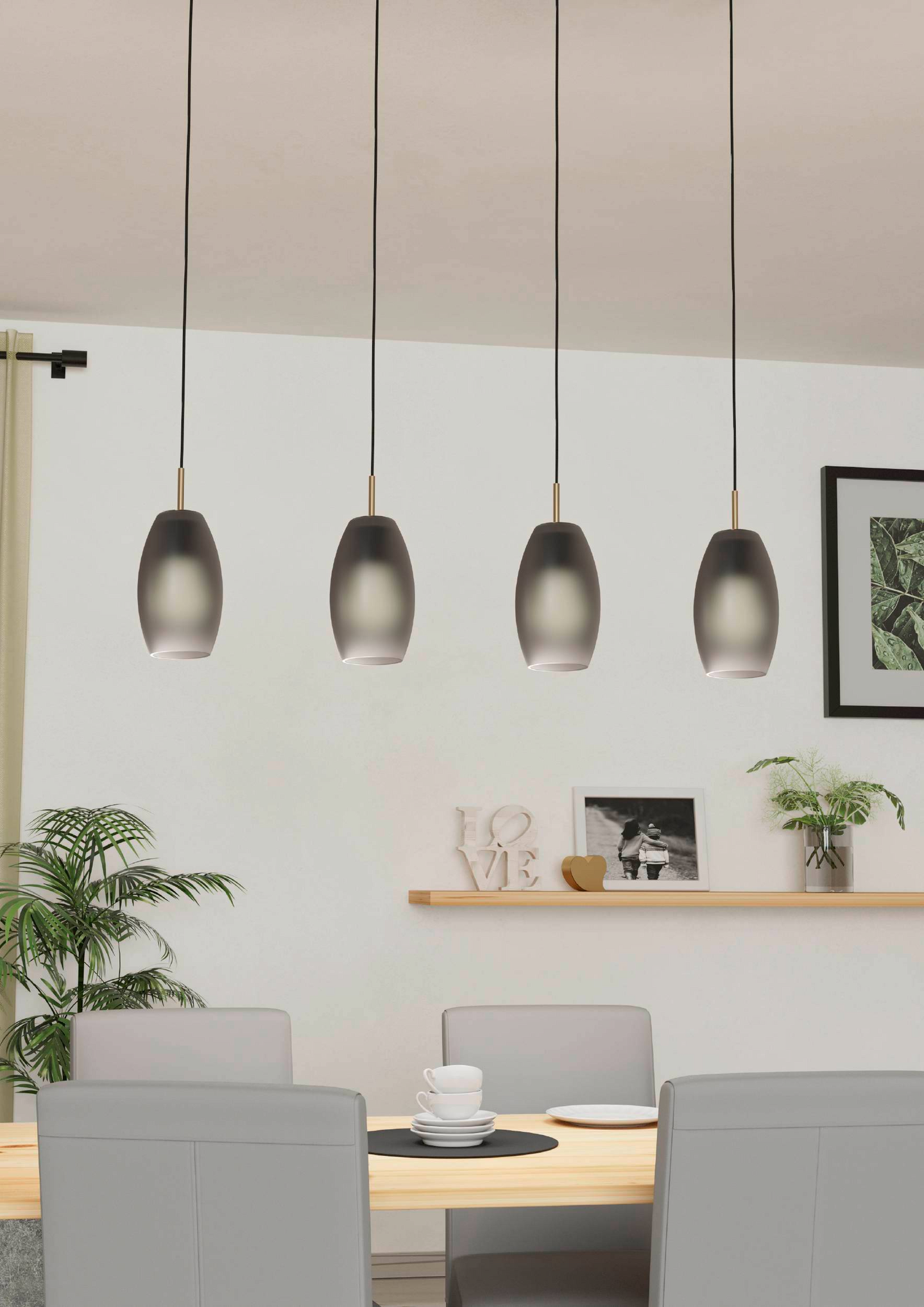 Riippuvalaisin EGLO Batista 4-os 4x40W 94,5x12cm mattaharmaa/harjattu messinki