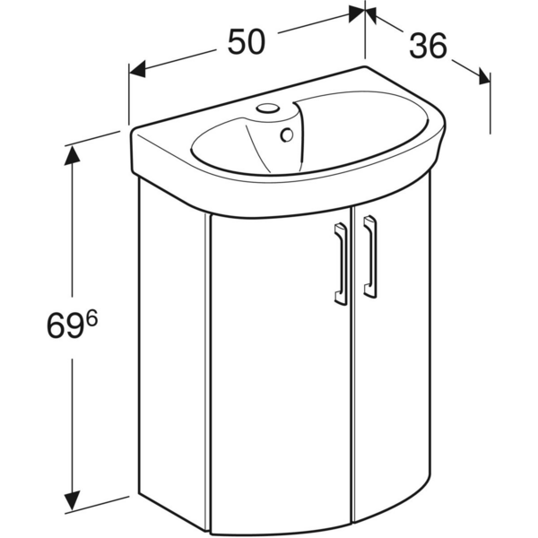 Allaskaappipaketti IDO Glow L50 K69,6 S36cm valkoinen