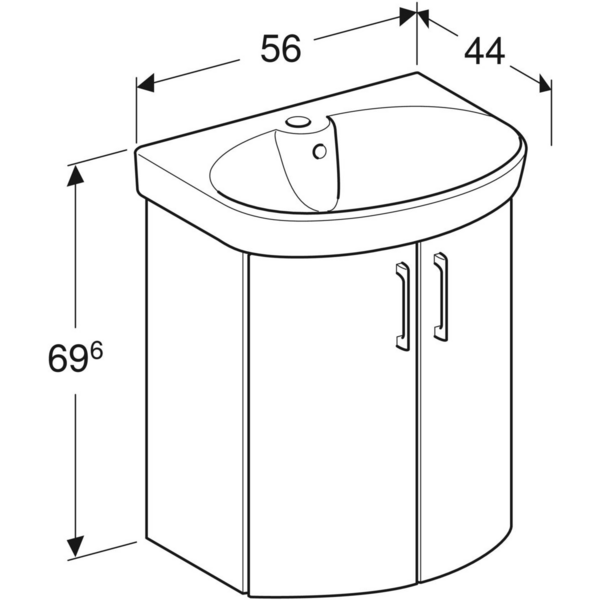 Allaskaappipaketti IDO Glow L56 K69,6 S44cm valkoinen