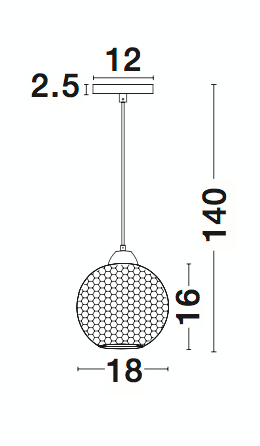 Riippuvalaisin Nova Luce Vienti savulasi E27 180mm