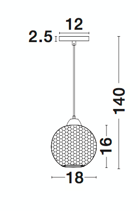 Riippuvalaisin Nova Luce Vienti kirkas E27 180mm