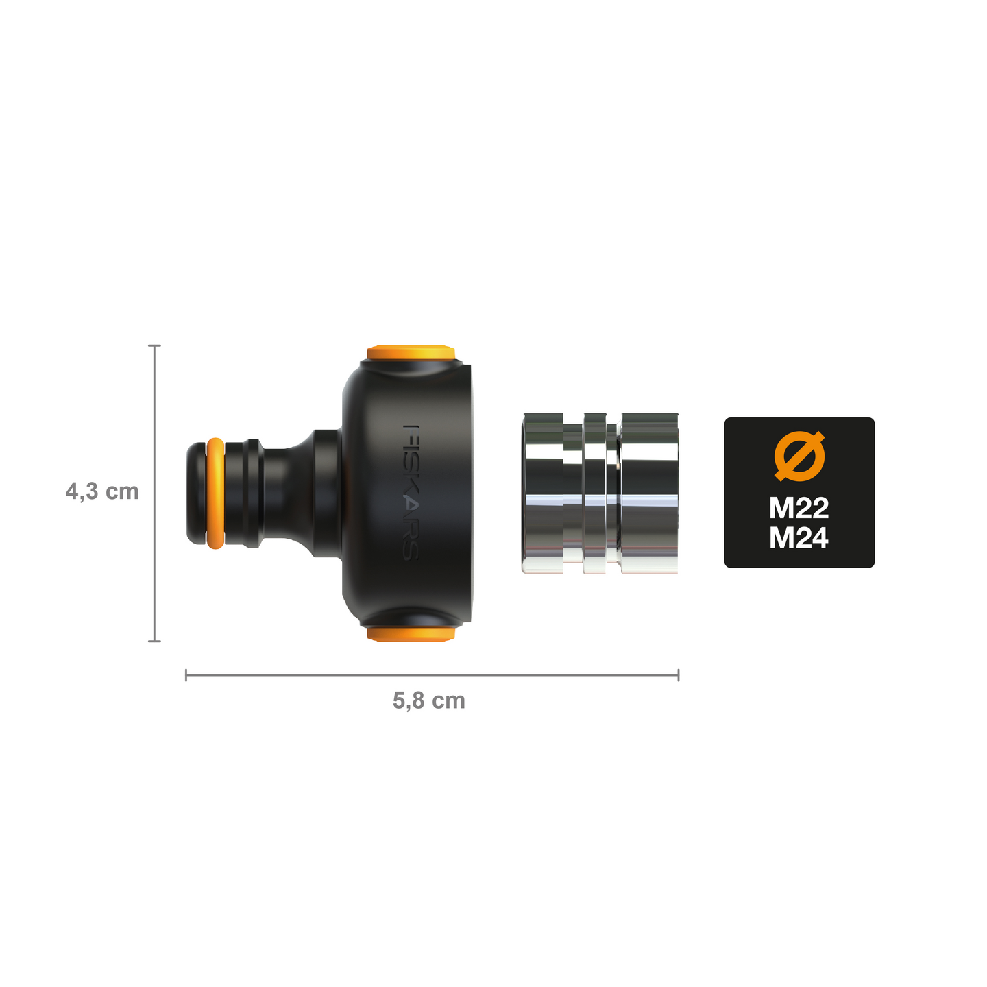 Hanaliitin Fiskars CF sisätiloihin M22 x 1 / M24 x 2