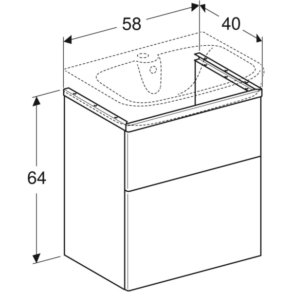 Allaskaappi IDO Glow Square NCS kahdella laatikolla