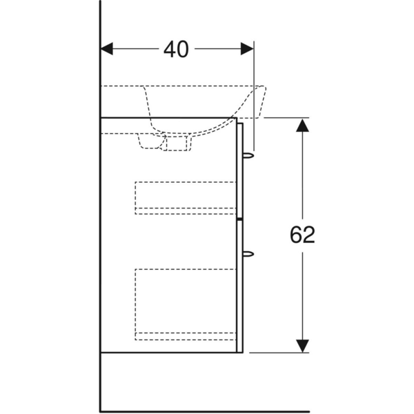 Allaskaappi IDO Glow Square valkoinen kahdella laatikolla