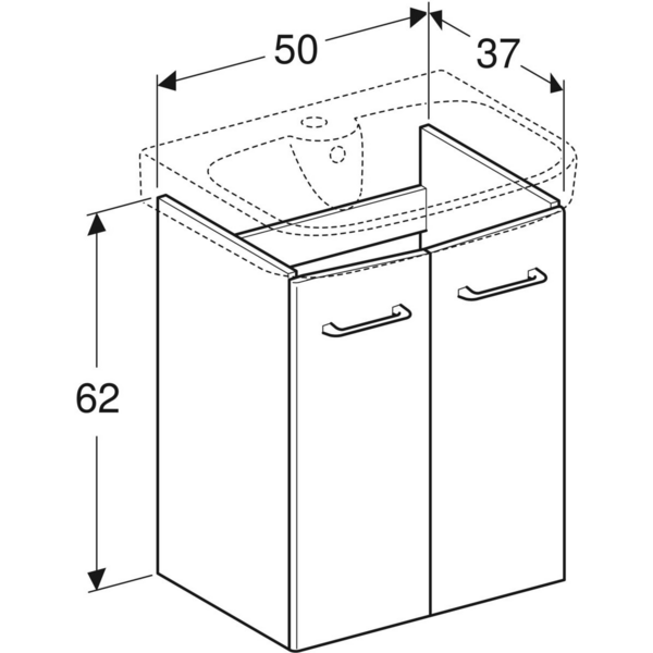 Allaskaappi IDO Glow Square 56cm L50 K62 S37cm tummanruskea kahdella ovella