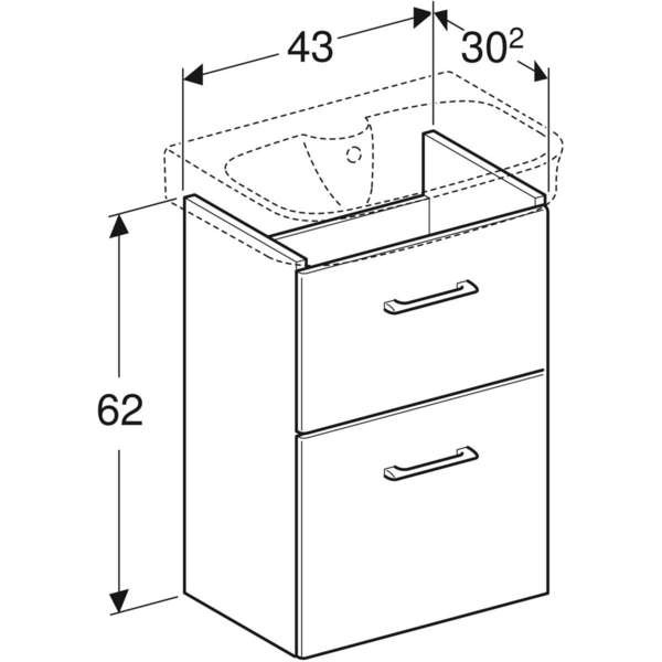 Allaskaappi IDO Glow Square valkoinen kahdella laatikolla