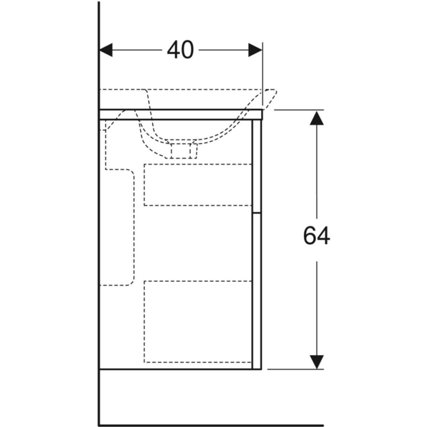 Allaskaappi IDO Glow Square 120cm L118 K64 S40cm NCS neljällä laatikolla