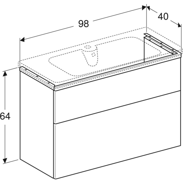 Allaskaappi IDO Glow Square NCS kahdella laatikolla