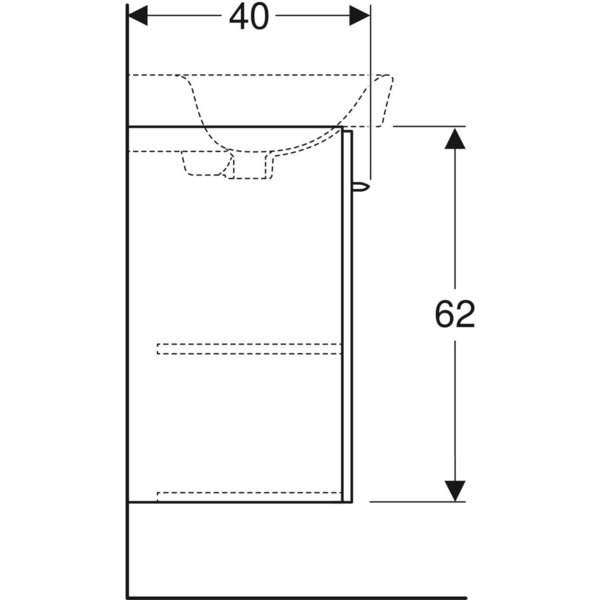 Allaskaappi IDO Glow Square 56cm L50 K62 S37cm valkoinen kahdella ovella