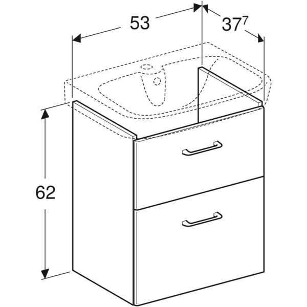 Allaskaappi IDO Glow Square tummanrusk kahdella laatikolla