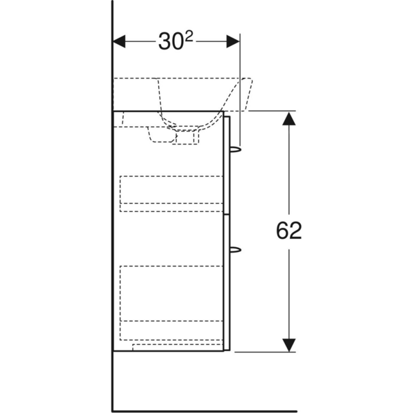 Allaskaappi IDO Glow Square valkoinen kahdella laatikolla