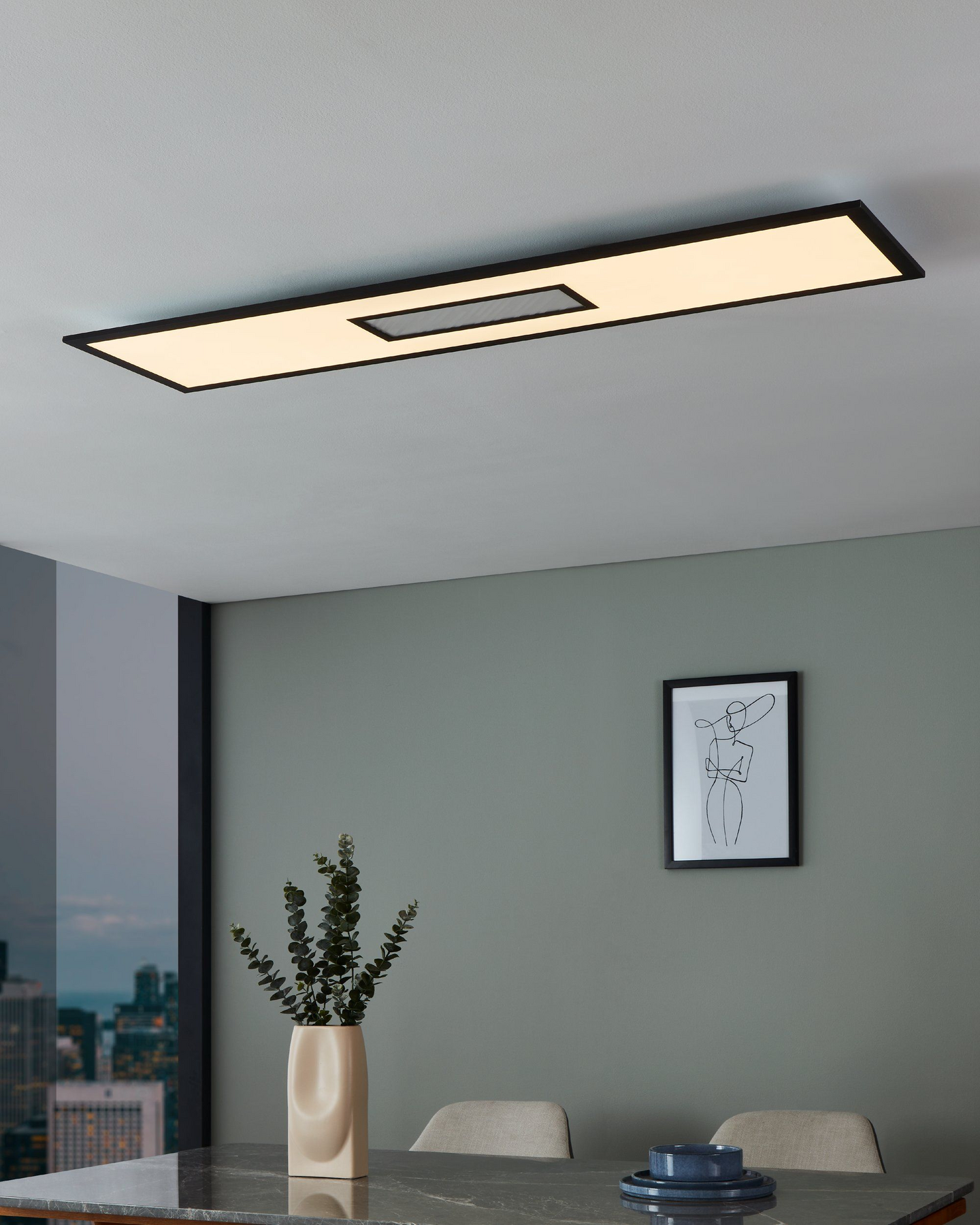 Plafondi EGLO Bordonara led 35W 119,5x29,5cm musta/valkoinen