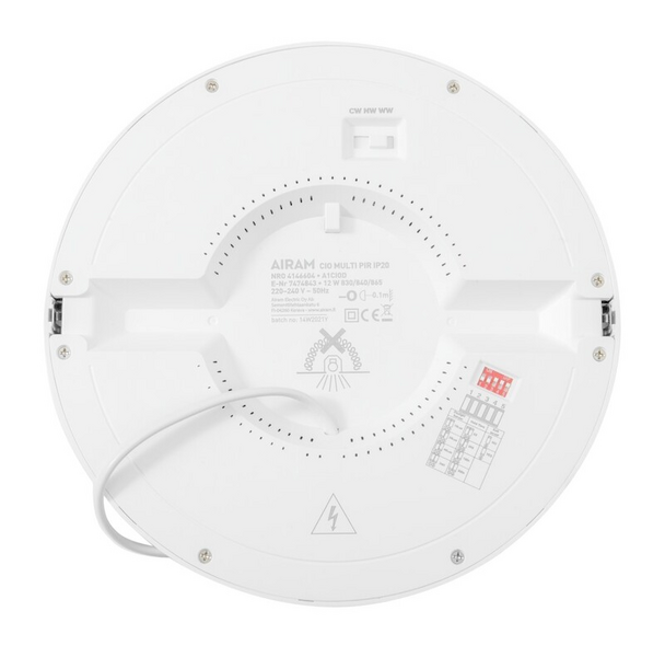 Alasvalo Airam Cio Multi IP20 12W 830/840/865 PIR valkoinen