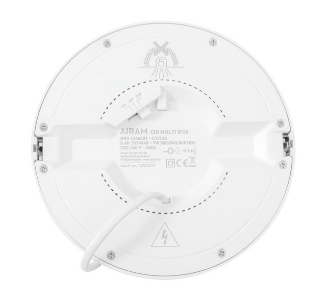 Alasvalo Airam Cio Multi IP20 9W 830/840/865 himmennettävä valkoinen