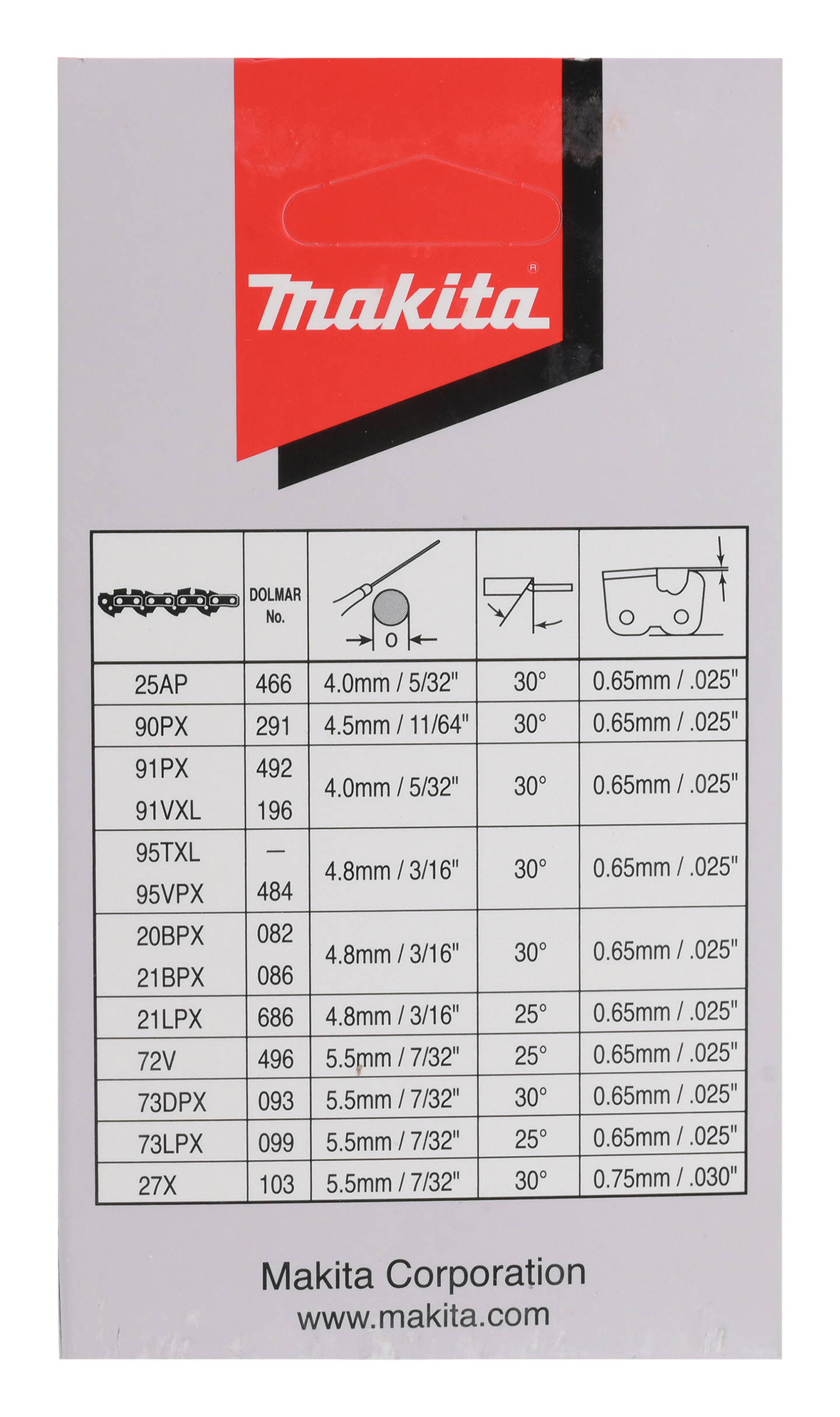 Teräketju Makita 16in 3/8 1,5mm -60