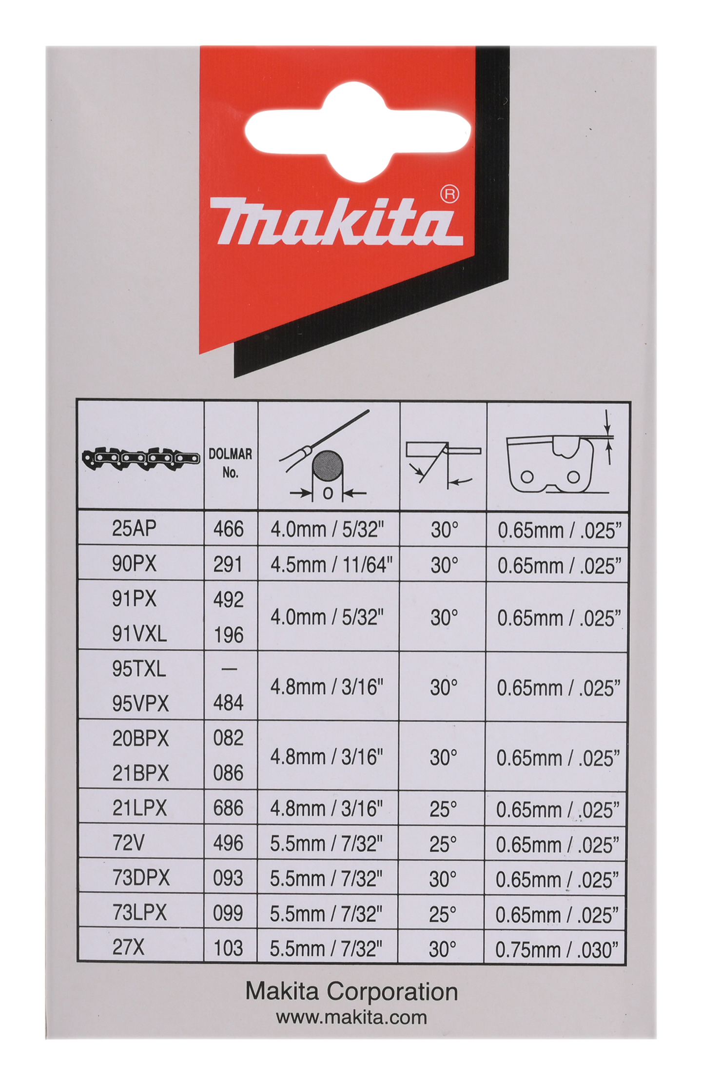 Teräketju Makita 14in 3/8 1,3mm -52