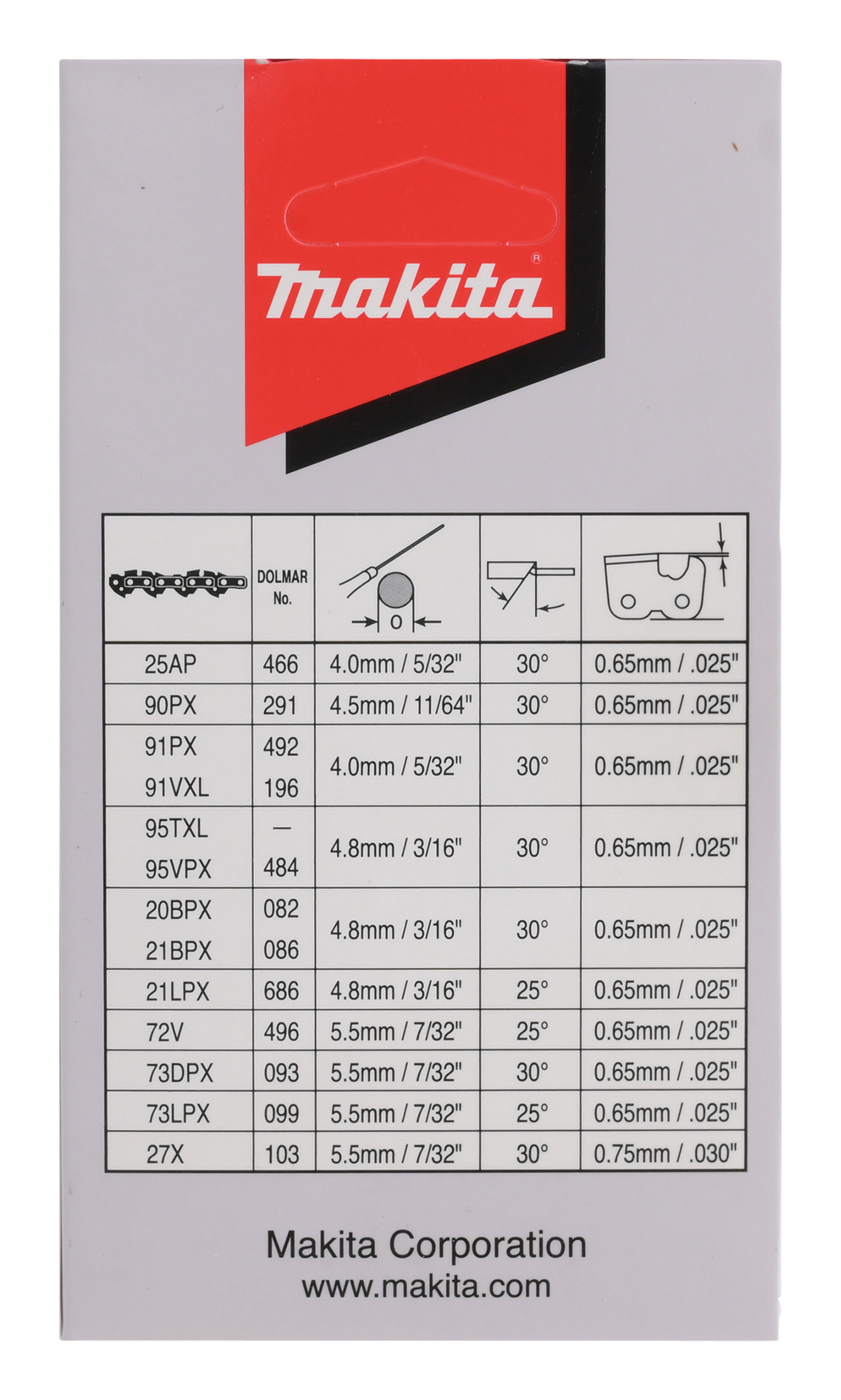 Teräketju Makita 12in 3/8 1,1mm -46
